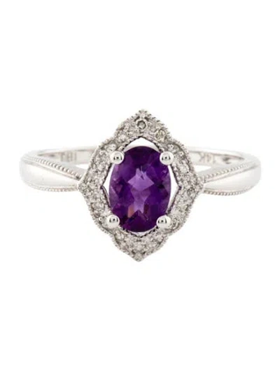 Pre-owned Ring 14k Amethyst & Diamond Cocktail  In Multi