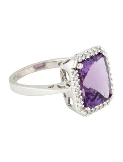 Pre-owned Ring 14k Amethyst & Diamond Cocktail  In Multi
