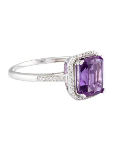 Pre-owned Ring 14k Amethyst & Diamond Cocktail  In Multi