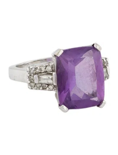 Pre-owned Ring 14k Amethyst & Diamond Cocktail  In Multi