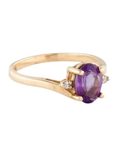 Pre-owned Ring 14k Amethyst & Diamond Cocktail  In Multi