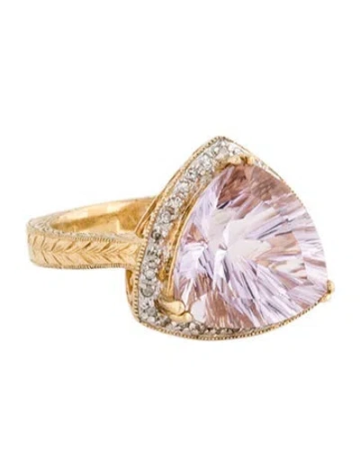 Pre-owned Ring 14k Amethyst & Diamond Cocktail  In Multi