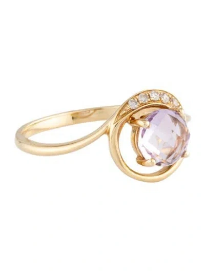 Pre-owned Ring 14k Amethyst & Diamond Cocktail  In Multicolor