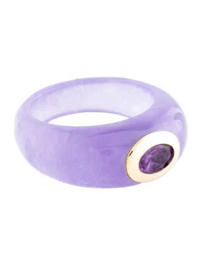 Pre-owned Ring 14k Amethyst & Dyed Jadeite  In Multi