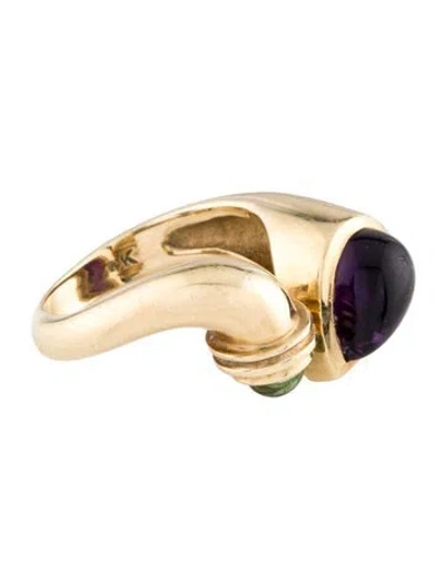 Pre-owned Ring 14k Amethyst & Peridot Cocktail  In Multi
