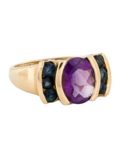 Pre-owned Ring 14k Amethyst & Sapphire Cocktail  In Multi