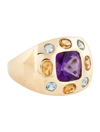 Pre-owned Ring 14k Amethyst, Citrine, & Topaz Cocktail  In Multi