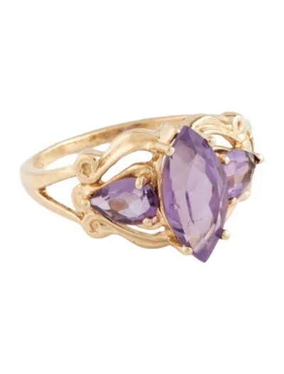 Pre-owned Ring 14k Amethyst Cocktail  In Multicolor