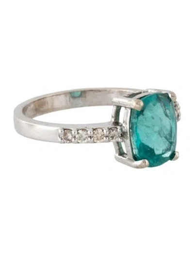 Pre-owned Ring 14k Apatite & Diamond Cocktail  In Multicolor