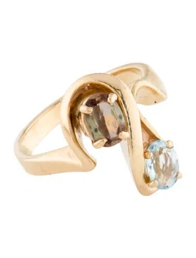 Pre-owned Ring 14k Aquamarine & Andalusite Cocktail  In Multi