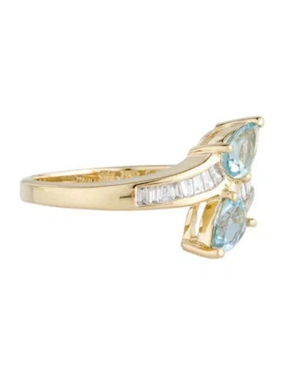 Pre-owned Ring 14k Aquamarine & Diamond Cocktail  In Multi