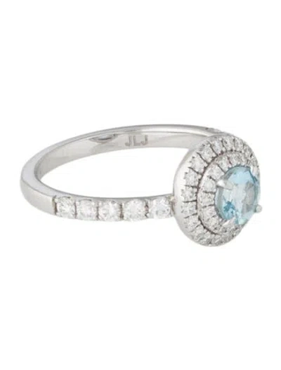 Pre-owned Ring 14k Aquamarine & Diamond Cocktail  In Multi