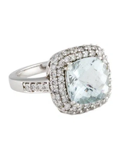 Pre-owned Ring 14k Aquamarine & Diamond Cocktail  In Multi