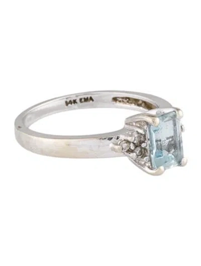 Pre-owned Ring 14k Aquamarine & Diamond Cocktail  In Multi