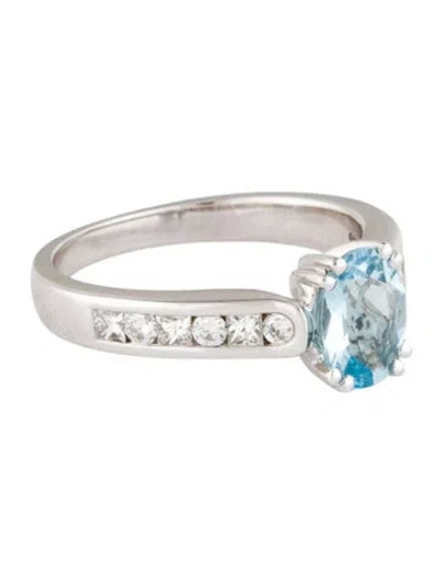 Pre-owned Ring 14k Aquamarine & Diamond Cocktail  In Multi