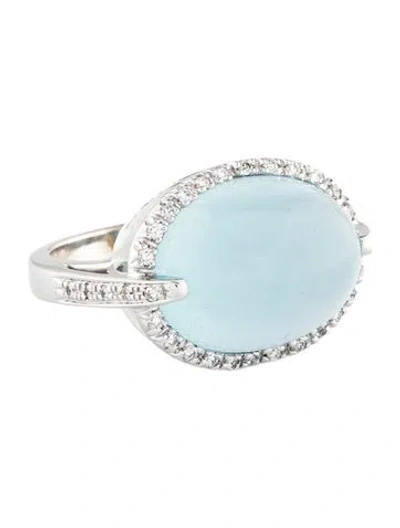 Pre-owned Ring 14k Aquamarine & Diamond Cocktail  In Multi
