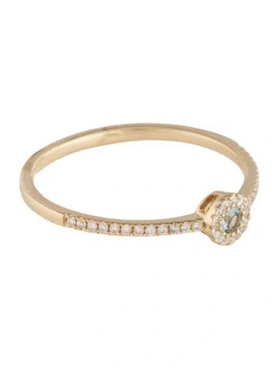 Pre-owned Ring 14k Aquamarine & Diamond Cocktail  In Multicolor