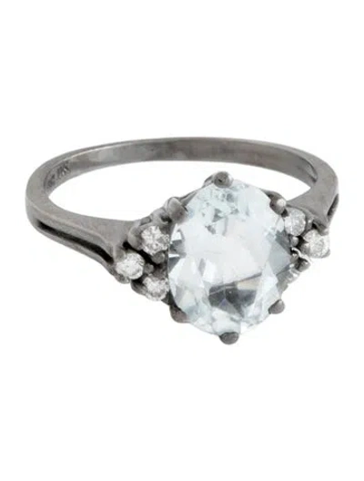 Pre-owned Ring 14k Aquamarine & Diamond Cocktail  In Multicolor