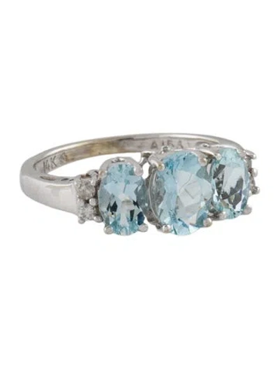 Pre-owned Ring 14k Aquamarine & Diamond  In Multi