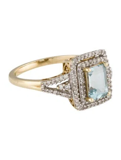Pre-owned Ring 14k Aquamarine & Diamond  In Multi