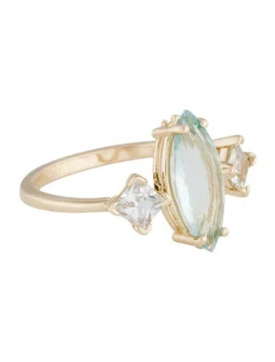 Pre-owned Ring 14k Aquamarine & Sapphire Cocktail  In Multi