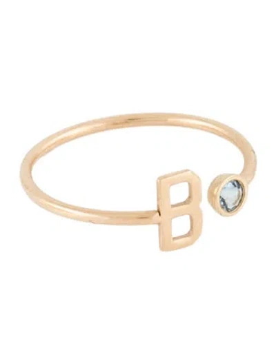 Pre-owned Ring 14k Aquamarine Letter 'b' Signet  In Multi