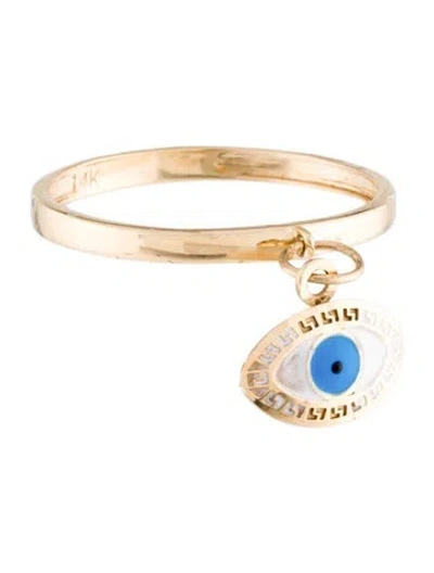 Pre-owned Ring 14k Band With Evil Eye Charm  In Multi