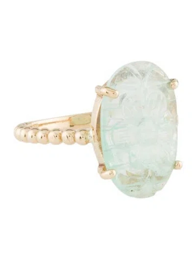 Pre-owned Ring 14k Beryl Carved Cocktail  In Multi