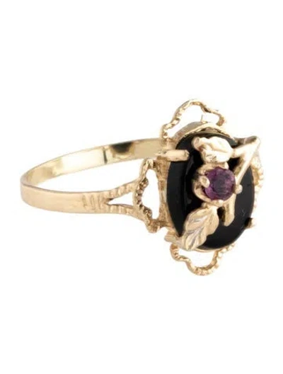 Pre-owned Ring 14k Black Stone & Ruby Cocktail