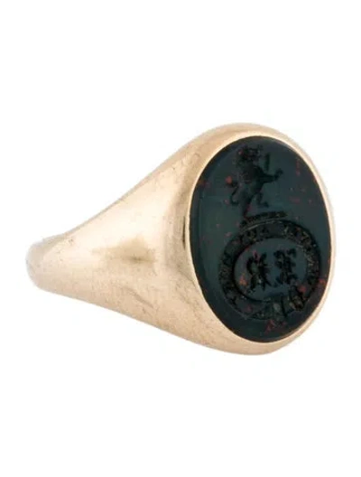 Pre-owned Ring 14k Bloodstone Signet  In Multi