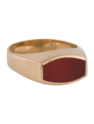Pre-owned Ring 14k Carnelian Inlay Band  In Multi