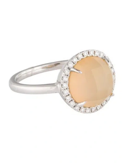 Pre-owned Ring 14k Chalcedony & Diamond Cocktail  In Multi