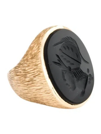 Pre-owned Ring 14k Chalcedony Cameo Signet  In Multi