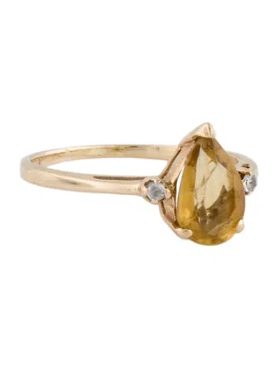 Pre-owned Ring 14k Citrine & Cubic Zirconia Cocktail  In Multi