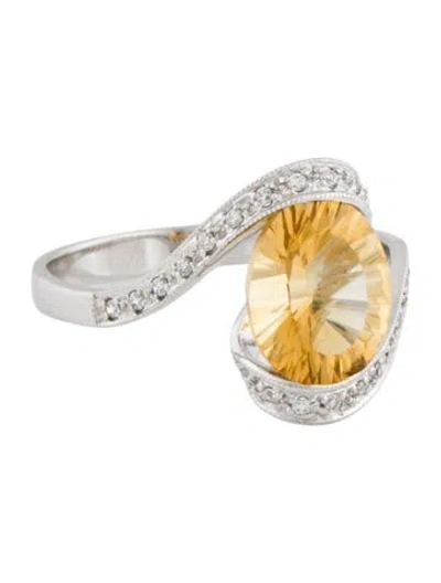Pre-owned Ring 14k Citrine & Cubic Zirconia  In Multi