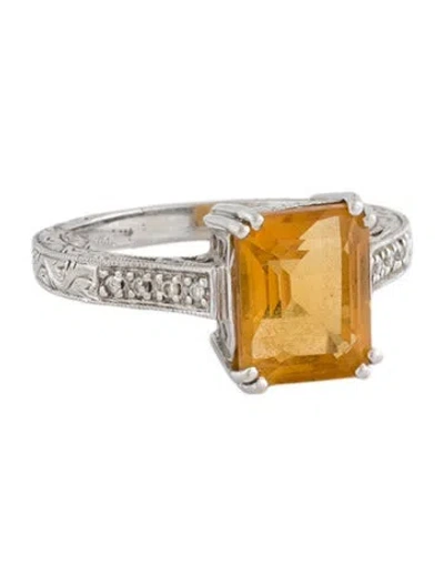 Pre-owned Ring 14k Citrine & Diamond Cocktail  In Multi