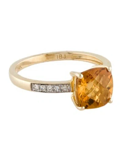 Pre-owned Ring 14k Citrine & Diamond Cocktail  In Multi