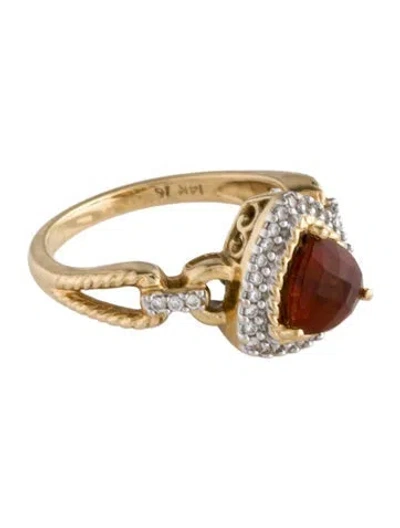 Pre-owned Ring 14k Citrine & Diamond Cocktail  In Multi