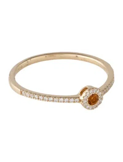 Pre-owned Ring 14k Citrine & Diamond Cocktail  In Multicolor