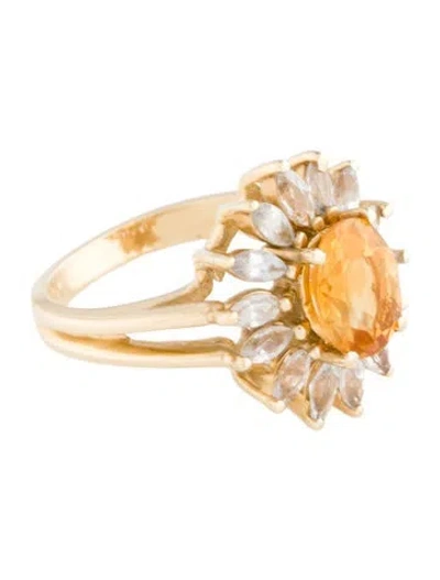 Pre-owned Ring 14k Citrine & Sapphire Cocktail  In Multi