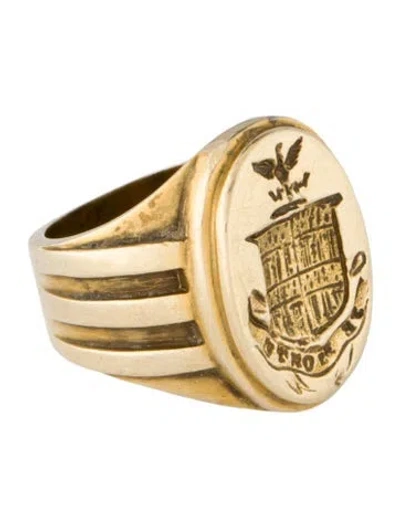 Pre-owned Ring 14k Coat Of Arms Signet  In Multicolor