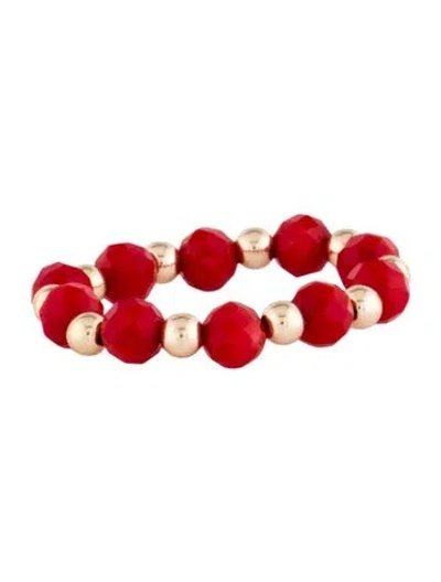 Pre-owned Ring 14k Coral Bead  In Red