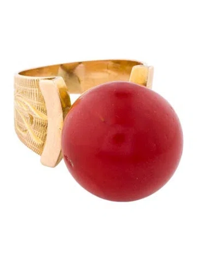 Pre-owned Ring 14k Coral Cocktail  In Multi