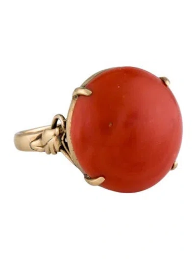 Pre-owned Ring 14k Coral Cocktail  In Multi