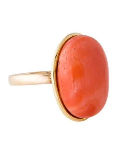 Pre-owned Ring 14k Coral Cocktail  In Orange