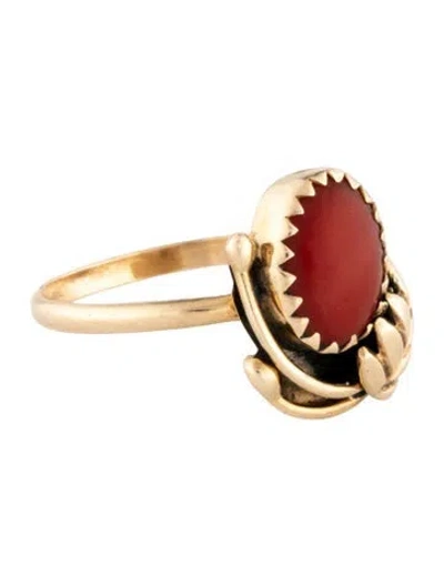 Pre-owned Ring 14k Coral Cocktail  In Red