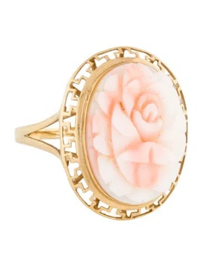 Pre-owned Ring 14k Coral Flower Cocktail  In Multi