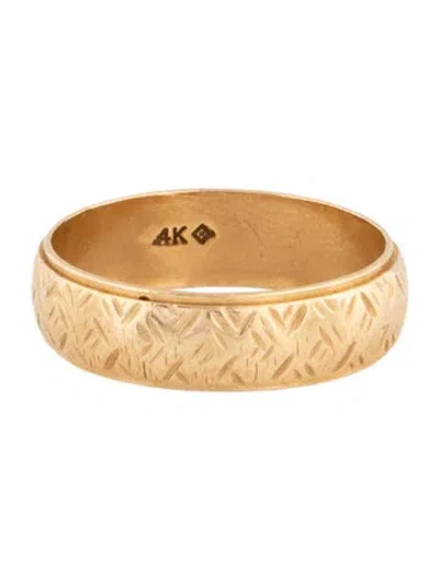 Pre-owned Ring 14k Crosshatch Textured Band  In Multicolor