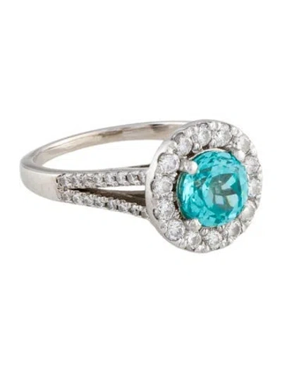 Pre-owned Ring 14k Crystal & Diamond  In Blue