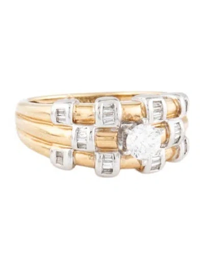 Pre-owned Ring 14k Cubic Zirconia & Diamond  In Multi